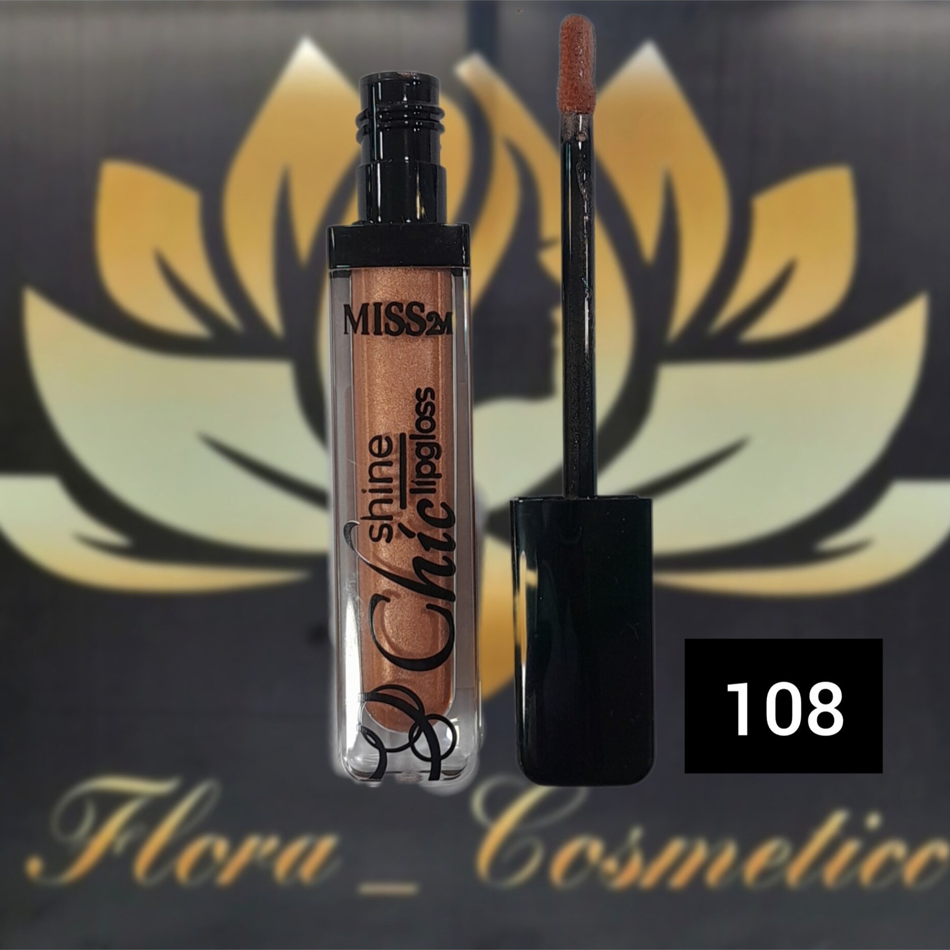رژ لب لیب گلاس شاین رنگی MISS 2M شماره ی 108 ( 4ML )