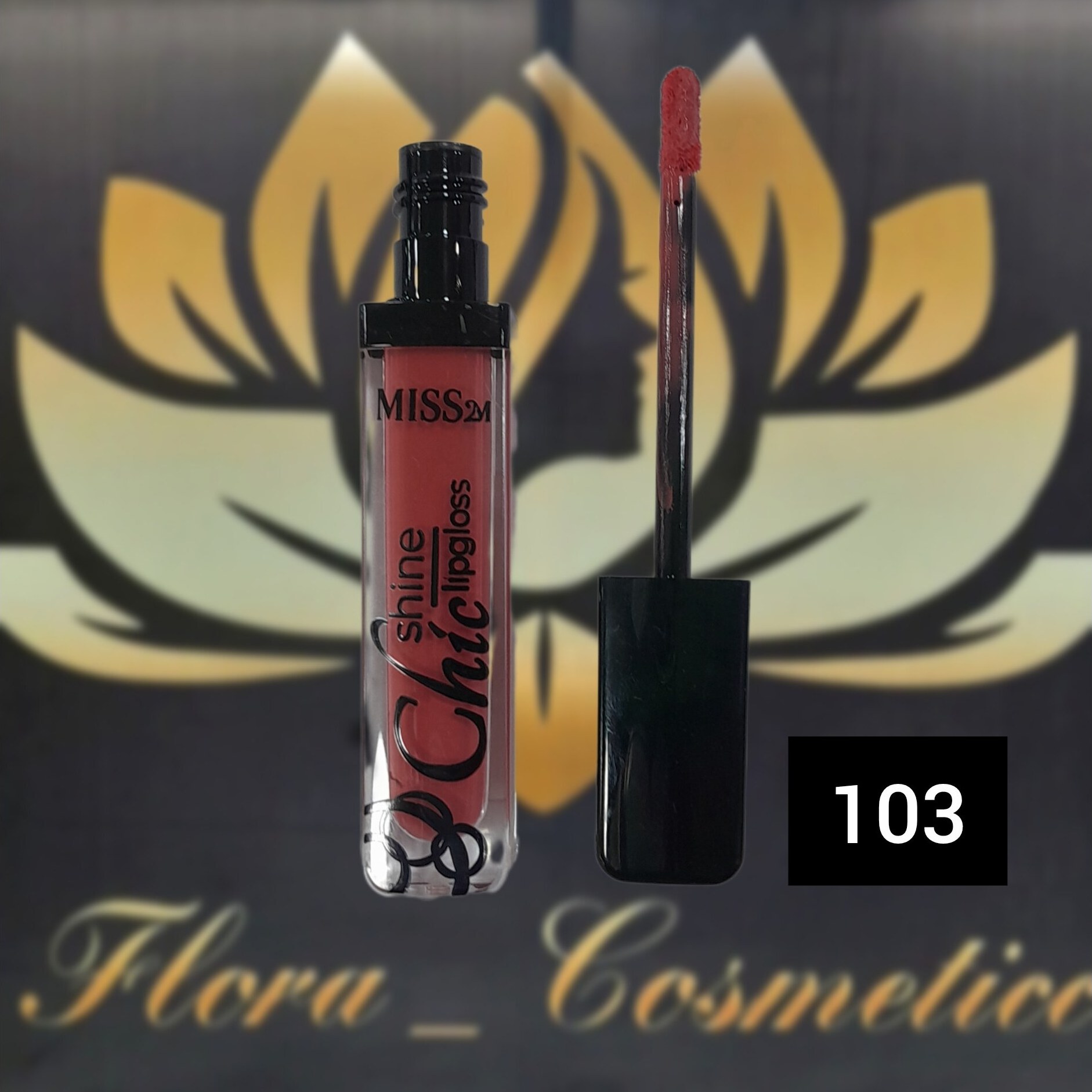 رژ لب لیب گلاس شاین رنگی MISS 2M شماره ی 103 ( 4 ML )