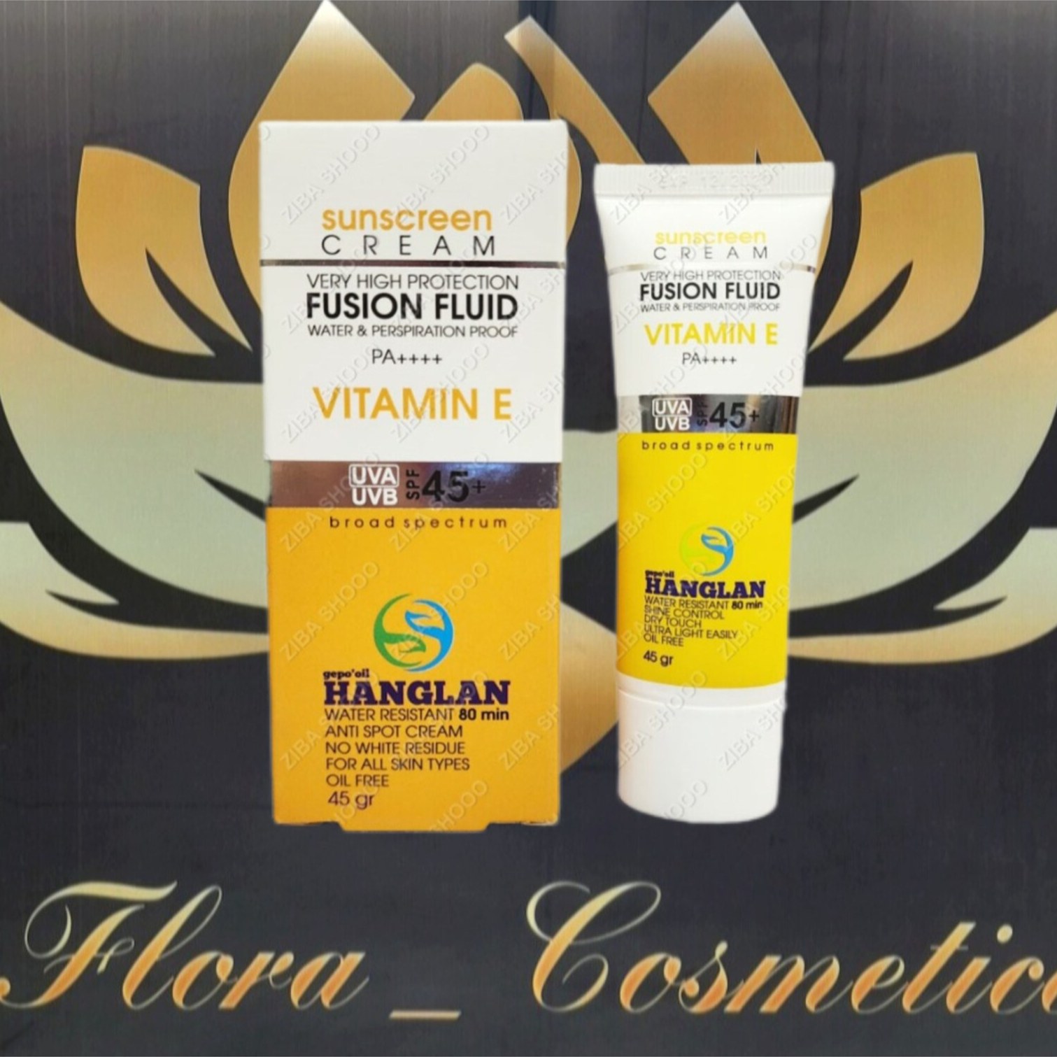 ضد آفتاب بی رنگ هانگلن فلوییدی با spf 45 مناسب انواع پوست ( 45 گرم )