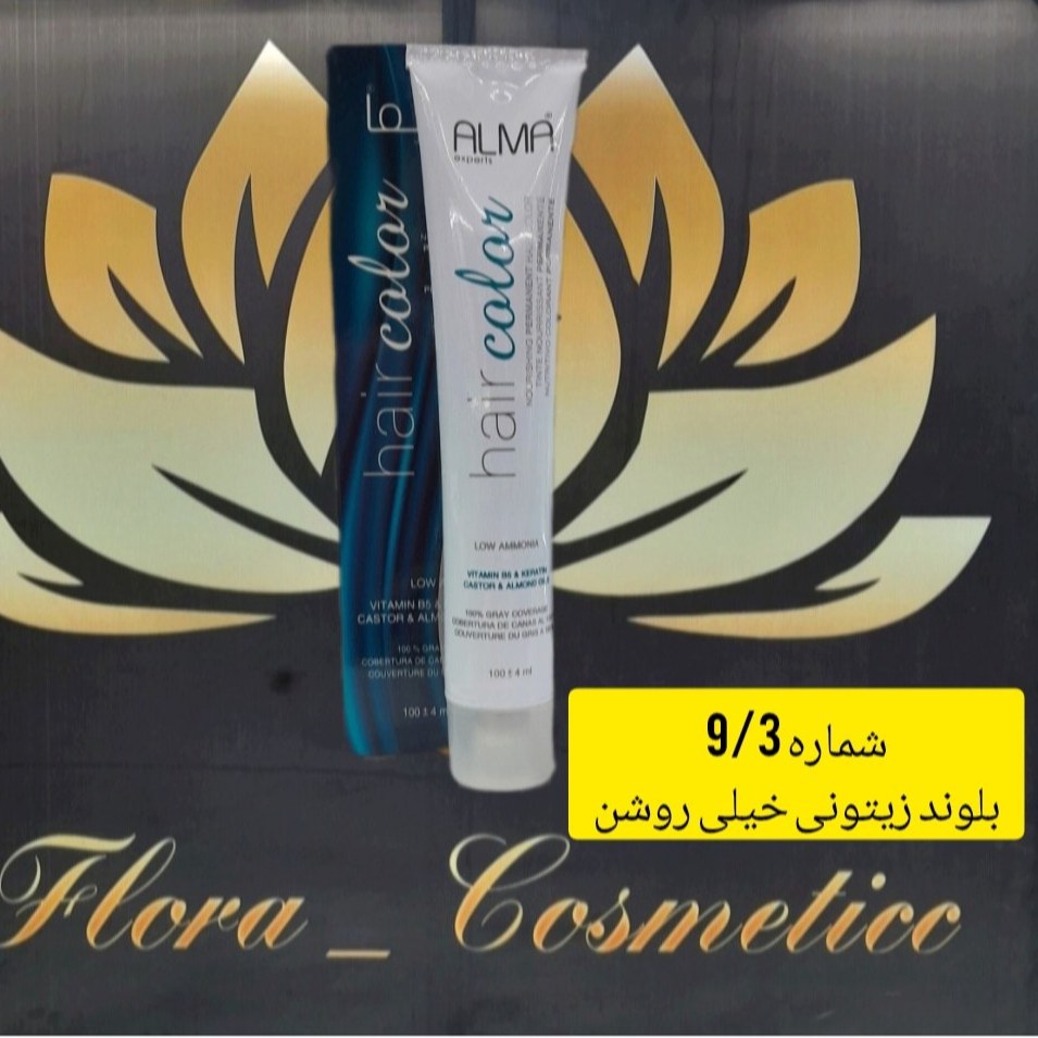 رنگ مو کم آمونیاک آلما رنگ بلوند زیتونی خیلی روشن