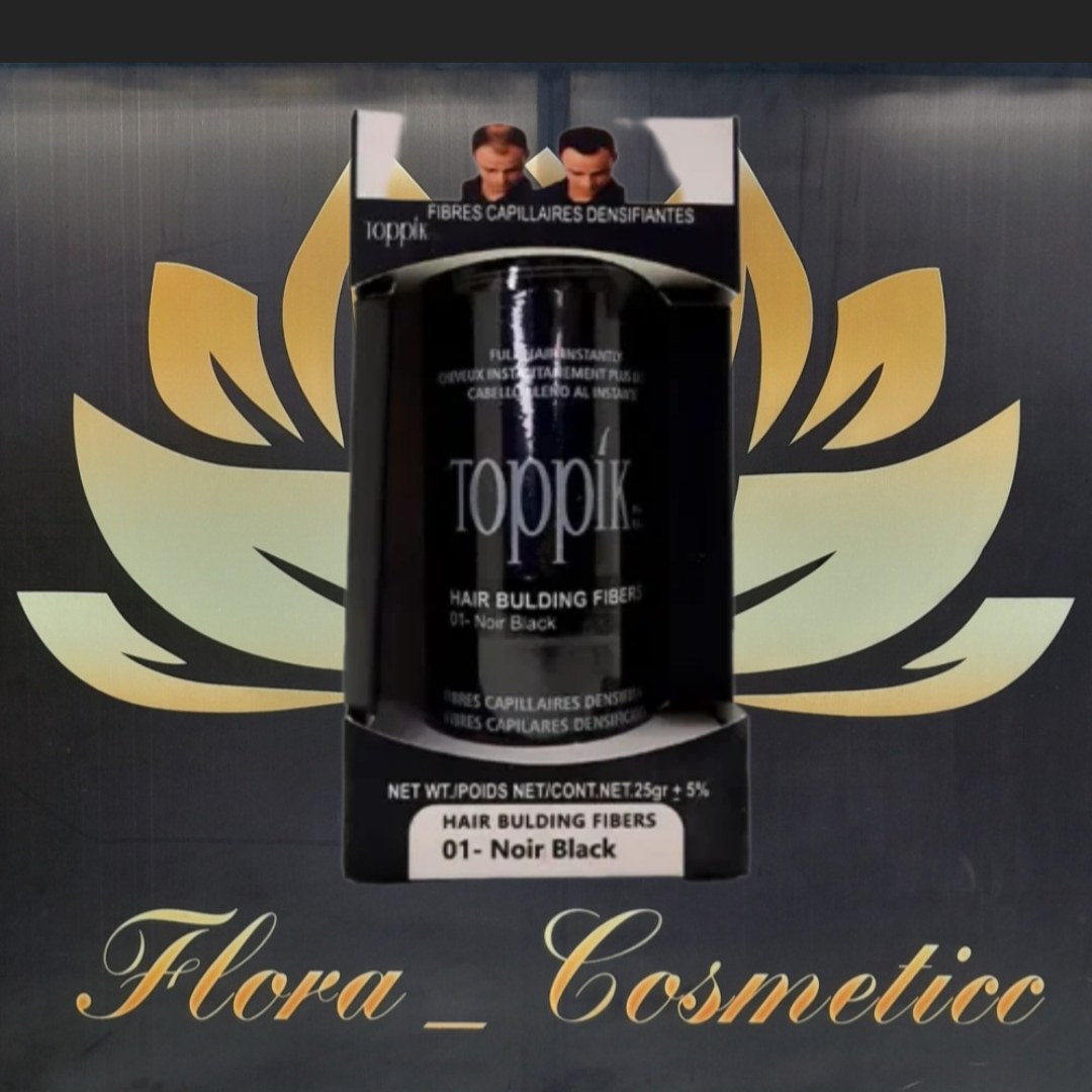 پودر پشت کننده مو 25 گرمی تاپیک TOPPIK هیر فیلر ( کد 01 ) BLACK NOIR مشکی پر کلاغی مناسب آقایان و بانوان.