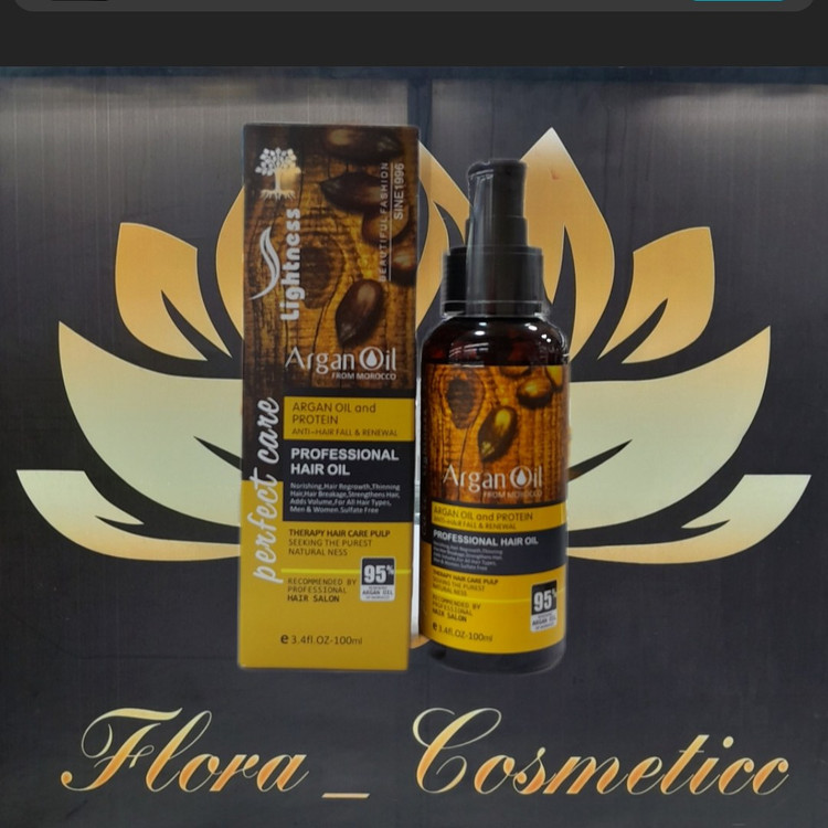 روغن مو آرگان بدون سولفات و تقویت کننده و ضد ریزش لایتنس ( LIGHTNESS ) مناسب انواع مو با 95 درصد آرگان ( 100 ML )
